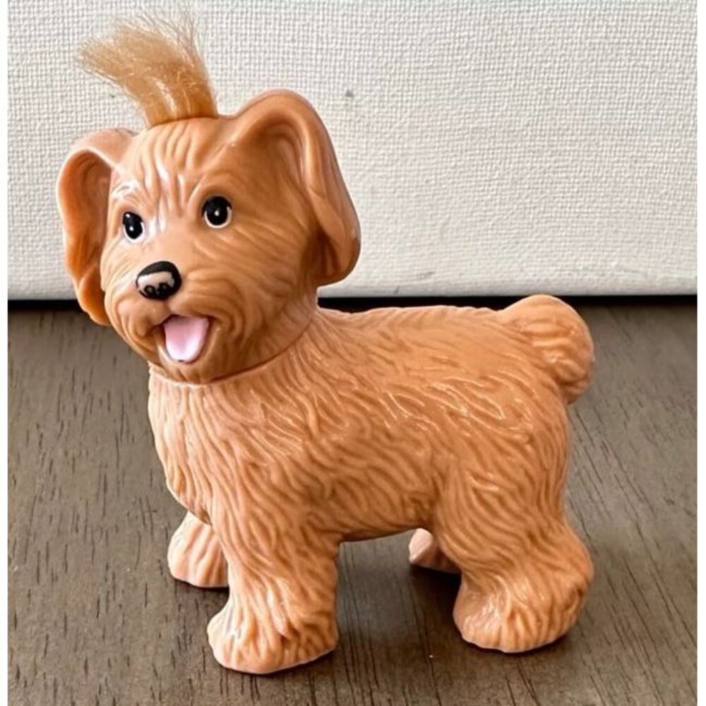 FISHER PRICE Loving Family Dollhouse BROWN PUPPY DOG w/ Fur Touch &‎ Feel